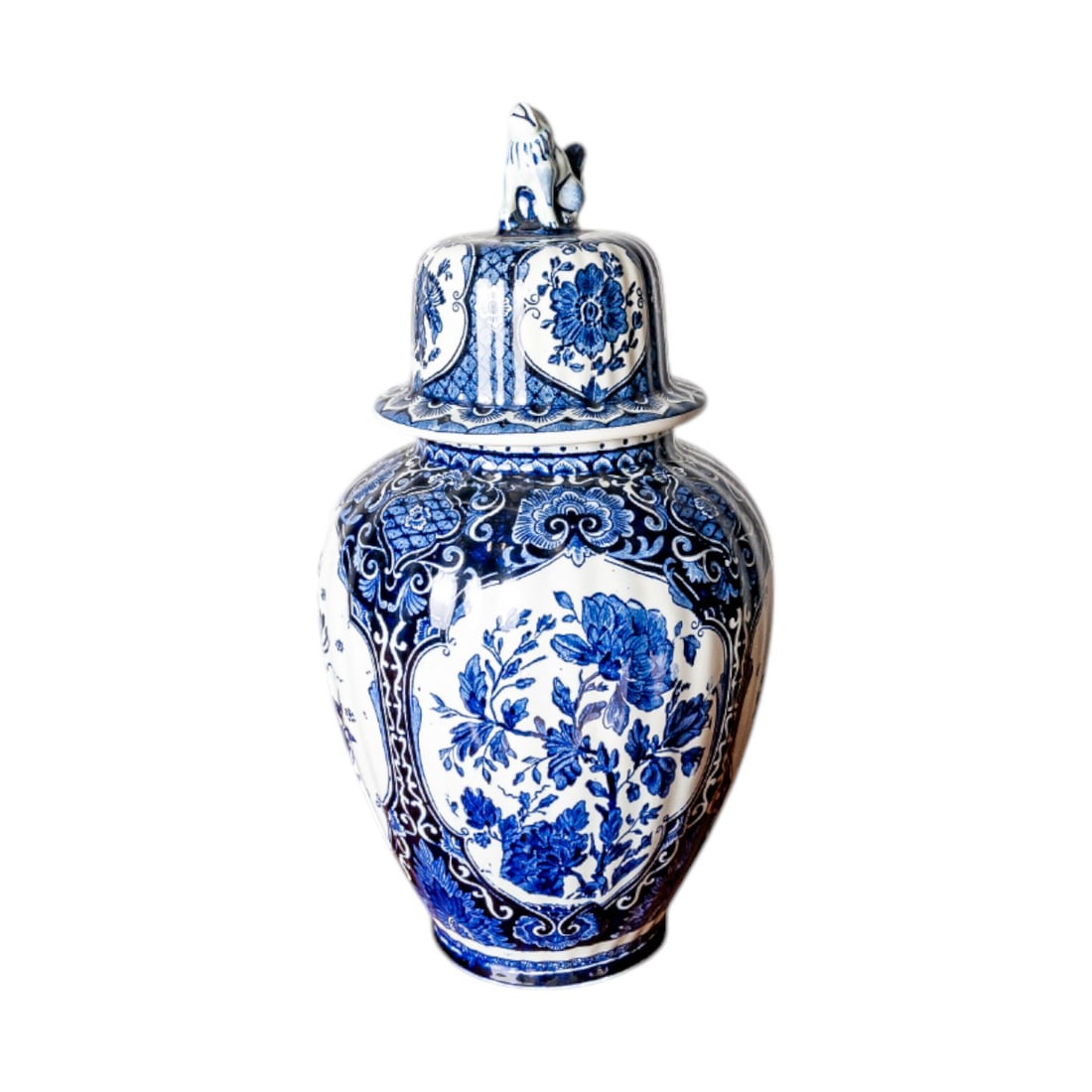 Antique Royal Sphinx Maastricht Delft Vase Urn Boch Blue and White with Lion Head (1 of 6)