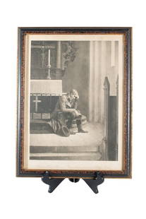 (RARE) Original Antique N.F.S. Grundtvig Print Picture and Wooden Frame: Enhance your collection with a touch of history and cultural richness with the Antique N.F.S. Grundtvig Framed Wooden Print as a young man in Udby Church.This exquisite piece features a print of