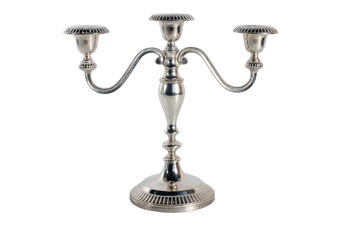 #5 Lot - Antique European Empire Style Silver Plated 3-Arm Candelabra Candlestick Table Holder #5 (1 of 4)