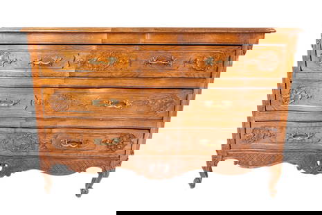 18th Century French Louis XV Walnut Carved Oak Baroque Gilt Bronze Chest of Drawers: This exquisite 18th Century French Louis XV Walnut Carved Oak Baroque Gilt Bronze Chest of Drawers is a masterpiece of elegance and craftsmanship. Featuring intricately hand-carved details, graceful c