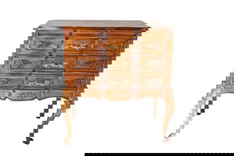19th Century Louis XV Handmade Carved Walnut Crossbow Gilt Bronze Chest of 3 Drawers: This original 19th Century Louis XV Handmade Carved Walnut Crossbow Chest of 3 Drawers is a masterpiece of elegance and craftsmanship. Featuring a gracefully curved crossbow front, intricate hand-carv