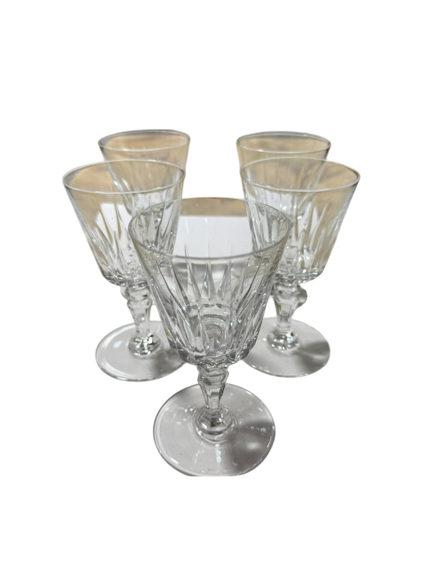Antique Set of 5 Saint Louis Crystal Caton Collection Water Goblet Glasses (1 of 10)