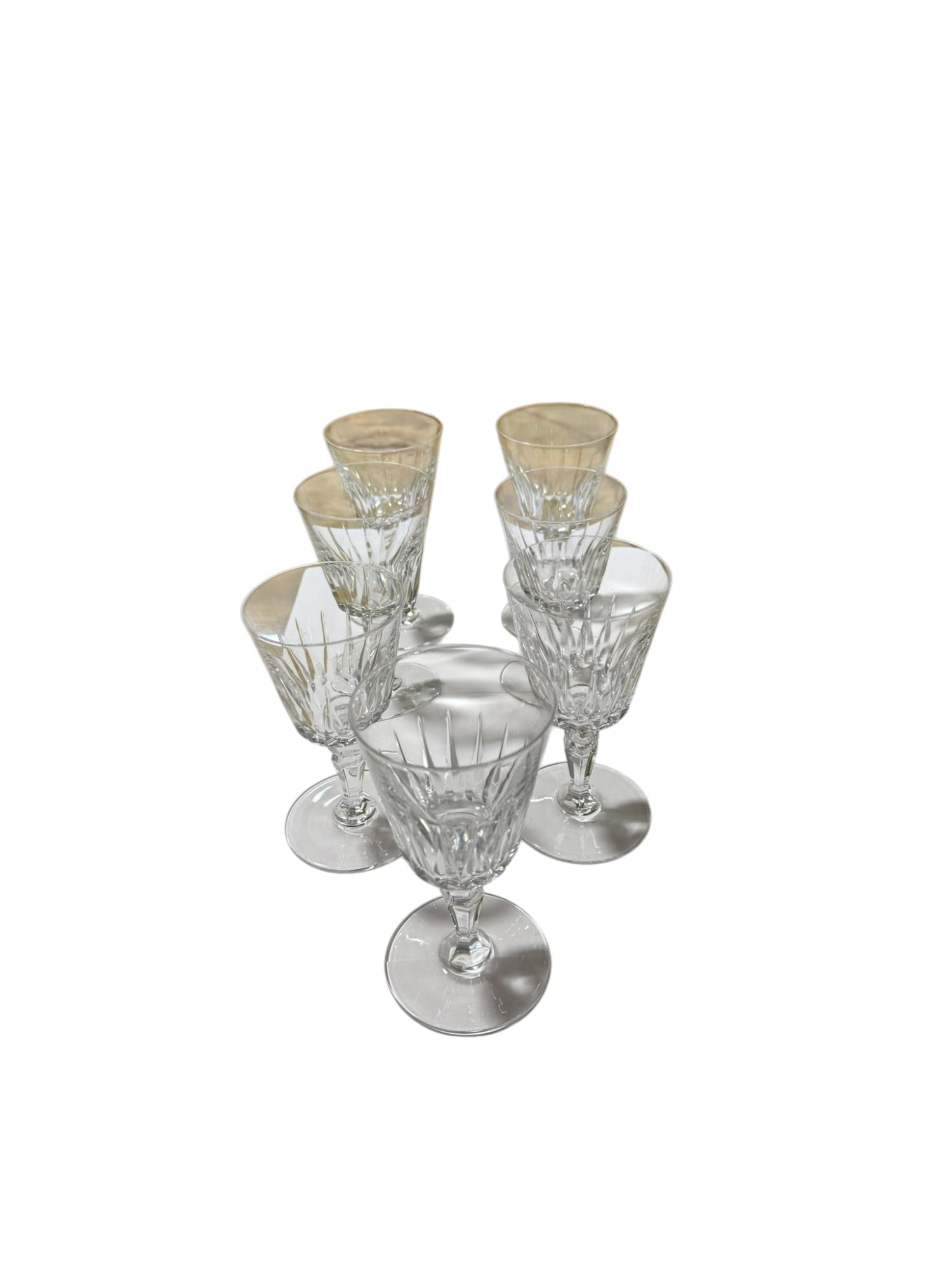 Antique Set of 7  Saint Louis Crystal Caton Collection Water Goblet Glasses (1 of 9)