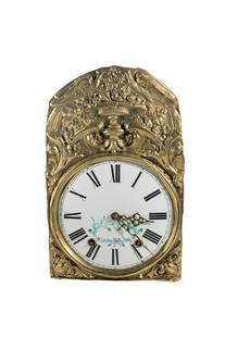 Antique French Comtoise Clock with Flower Pendulum for Parts Only: Antique French Comtoise Clock with Flower Pendulum for Parts OnlyThe clock is missing keys and weights, so please see the photos to get the exact item you will be receiving and its condition. Measurem