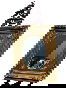 Antique Louis XVI Style French  Ornate Beveled Gold Gilded Wall Mirror: Antique Louis XVI Style French Ornate Beveled Gold Gilded Wall Mirror features a beautiful beveled edge and a gold-gilded frame, adding timeless elegance to any space. Measuring 40" in height, 33" in