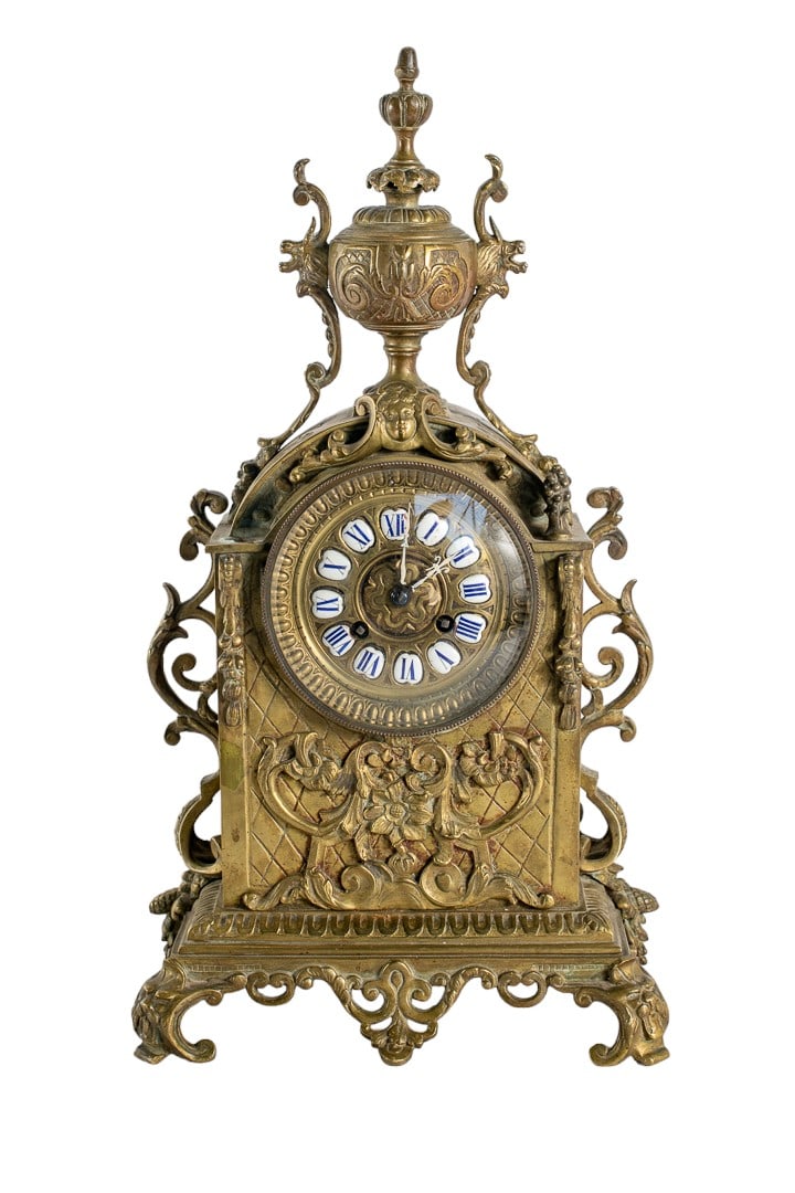 19th Century Original  French Louis XIV Brass Gilt Mantel Clock (1 of 6)
