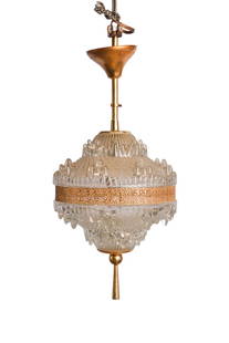 Original 19th Century French Empire Copper  Diamond Cut Glass Icicles Elegant Chandelier Dome: Introduce a touch of sophistication to your space with this beautiful original antique elegant French Art Deco Empire Chandelier Dome featuring beautiful detailed Diamond Cut Glass with hanging icicle