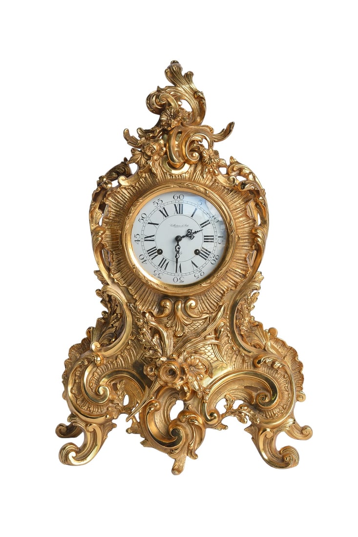 Original 19th Century Antique French Ormolu Eight Day Clock in the Rococo by Collection d Art (1 of 6)