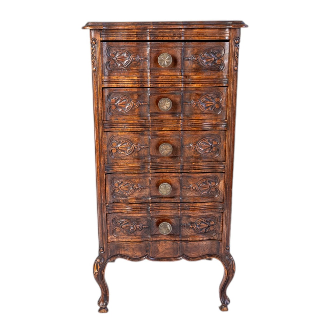 18th Century French Louis XV Walnut Tall Chiffonier Lingerie Chestof Drawers: This 18th Century French Louis XV Walnut Tall Chiffonier Lingerie Chest of Drawers is a stunning example of refined craftsmanship and timeless elegance. Crafted from rich walnut wood, it features a gr