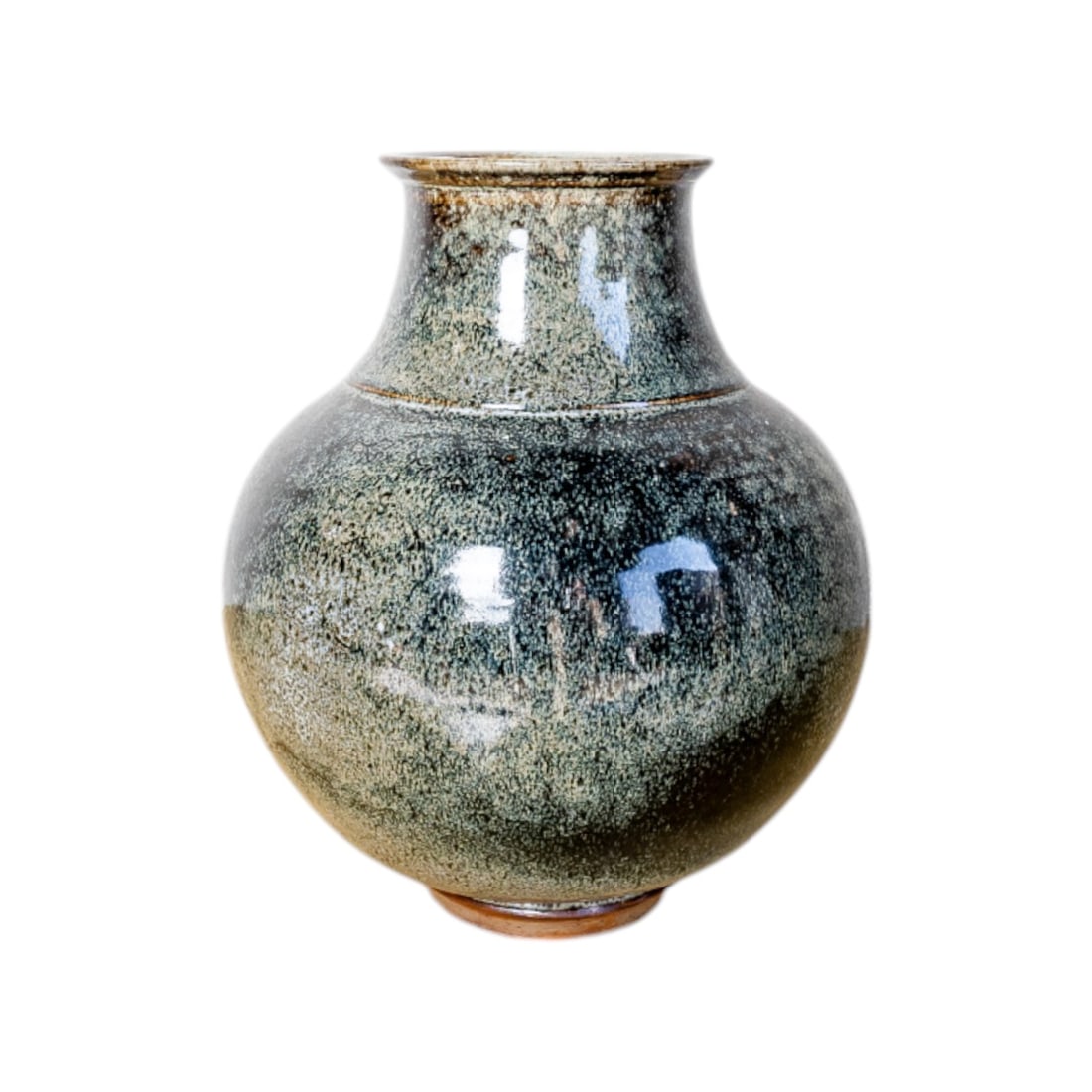 Vintage Mid Century European Studio Pottery Glazed Ceramic Vase Handmade: This Vintage Mid-Century European Studio Pottery Vase is a beautifully handcrafted ceramic piece, showcasing unique glaze techniques and artisanal craftsmanship. Its elegant shape and rich glaze finis