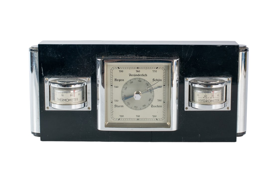1930s Art Deco Century Regen Veranderlich Schon Weather Station Barometer, Hygrometer, Celsius (1 of 4)