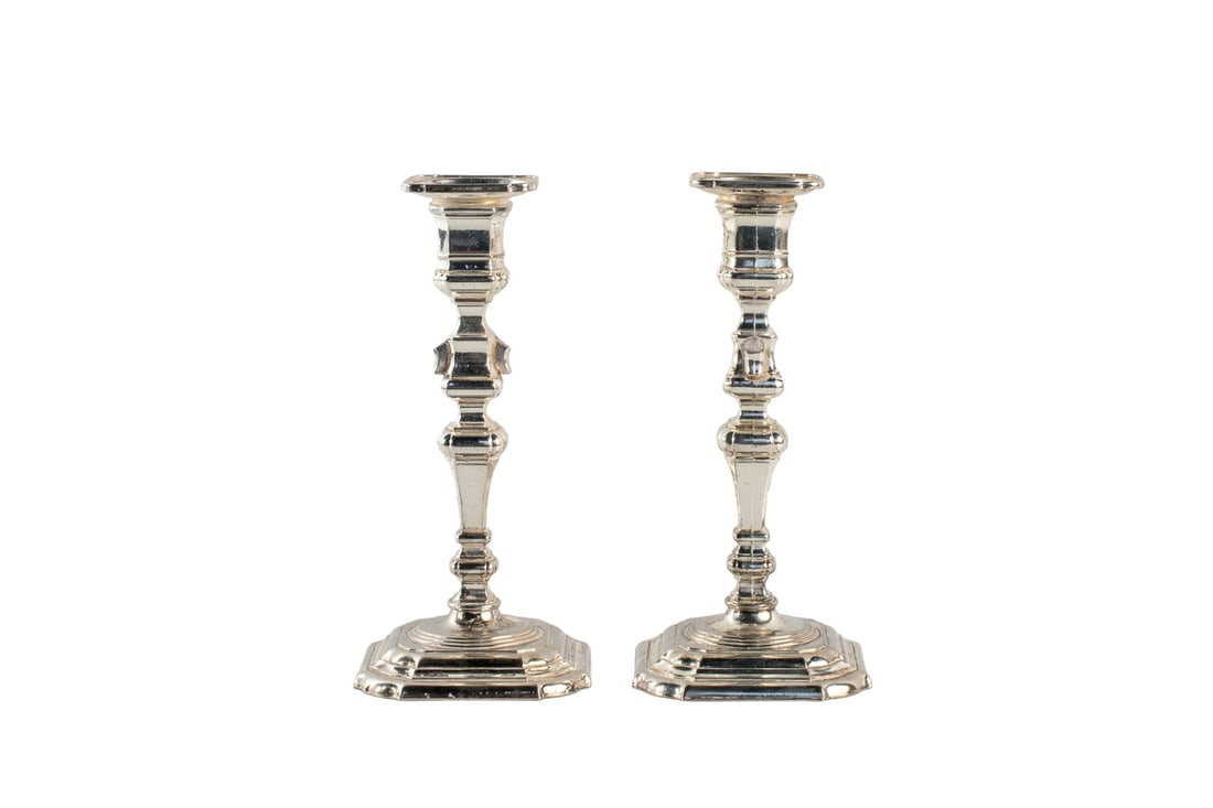 PAIR OF SILVERPLATED CANDLESTICKS. NINETEENTH CENTURY ( Made in Germany ) Stamped (1 of 6)