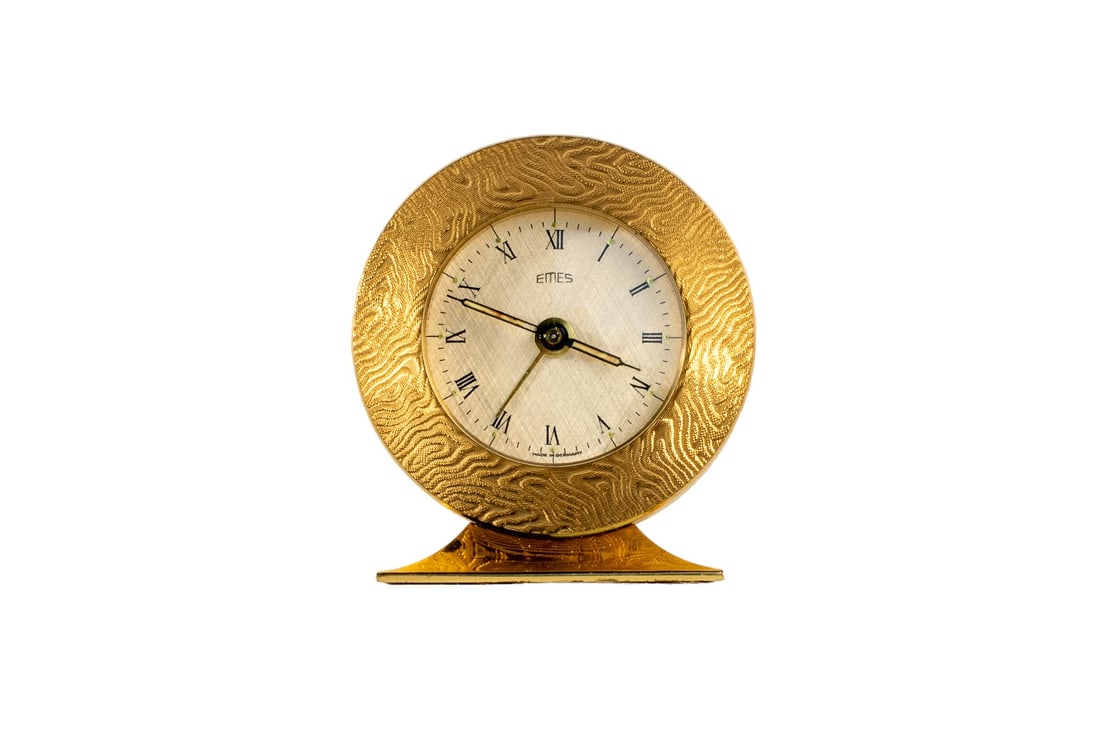 Vintage Mid Century Luxury Emes Solid Bronze Table Clock Germany (1 of 4)