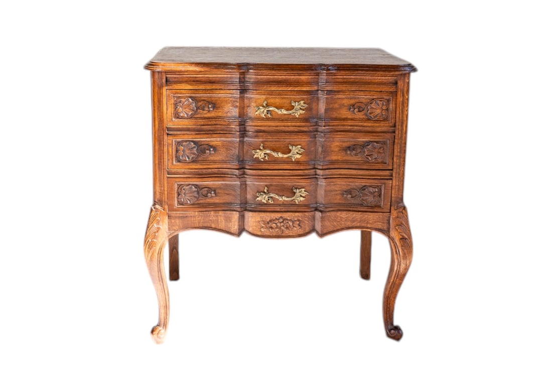 19th Century Louis XV Handmade Carved Walnut Crossbow Gilt Bronze Chest of 3 Drawers (1 of 7)
