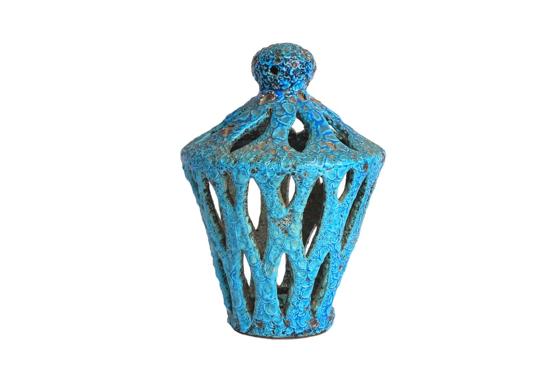 Mid Century Modern French Pottery Cyclope Lava Annecy Large Glazed Vase: Mid Century Modern design with our French Pottery Cyclope Lava Annecy Large Glazed Vase. Crafted with precision, its sleek lines and bold glaze evoke the essence of the era. Standing at 10.25 inches i