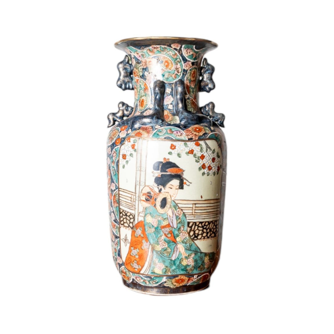 Late 19th Century Antique Porcelain Chinese Royal Satsuma Gold Gilt Hand Painted Vase (Marked (1 of 10)
