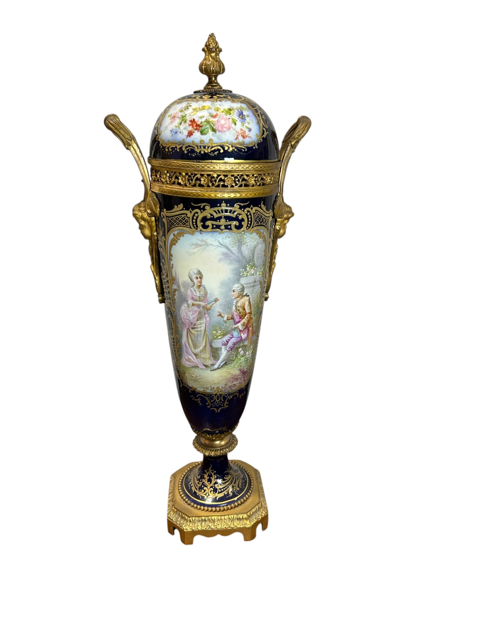 19th Century Napoleon III Sevres Cobalt Blue Porcelain Covered Urn with Gilt Bronze Mounts (1846 ) (1 of 20)
