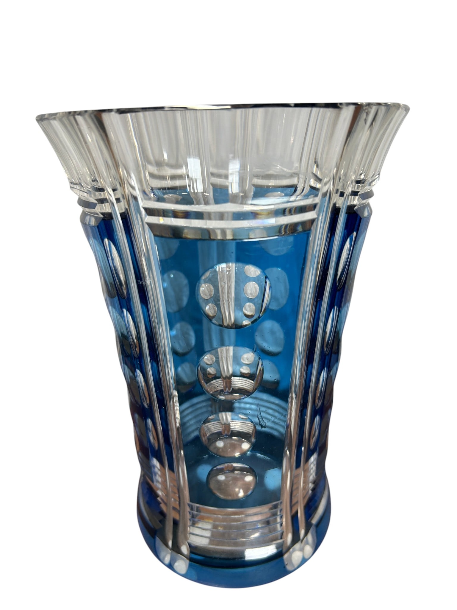 Crystal Vase by Val Saint Lambert, 1960s, Cobalt Blue Cut Crystal Vase (1 of 16)