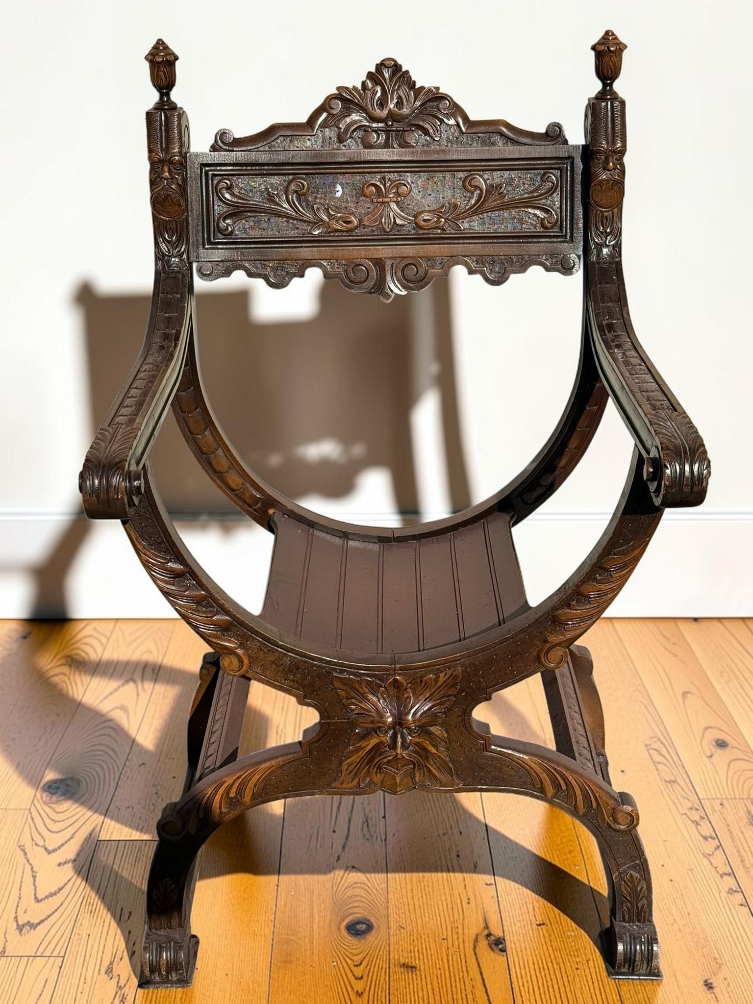 19th Century Antique Oak Renaissance Savonarola Dante Dagobert Throne Chair (1 of 20)