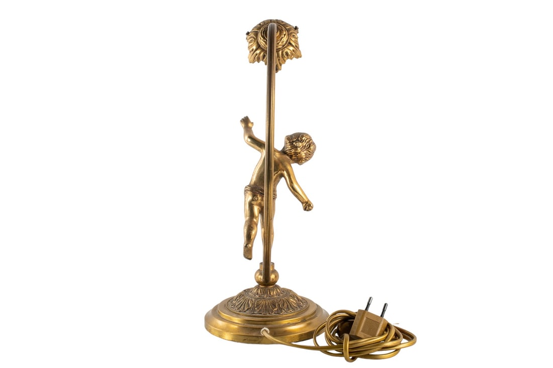 Early 20th Century Antique French Bronze Ormolu Figural Cherub Lamp Light: Discover the pinnacle of classical grace and lighting elegance with our enchanting Antique French Ormolu Figural Cherub Lamp Light. Meticulously crafted, this exquisite piece draws its inspiration fro