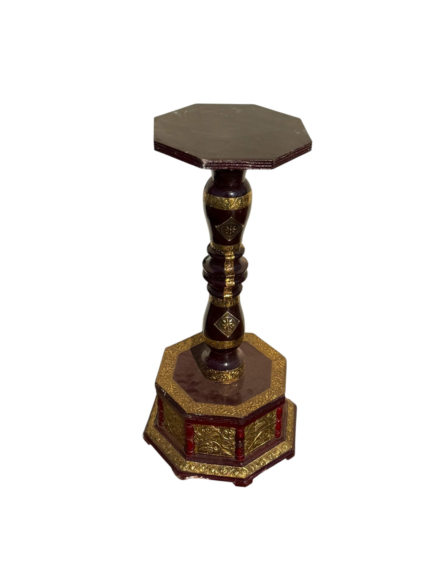 1920s Wooden Record Player Stand with Brass Trim Decal: This 1920s wooden record player stand with brass trim features classic proportions and elegant period detailing, making it a charming accent table for vintage or traditional interiors. Well-crafted an