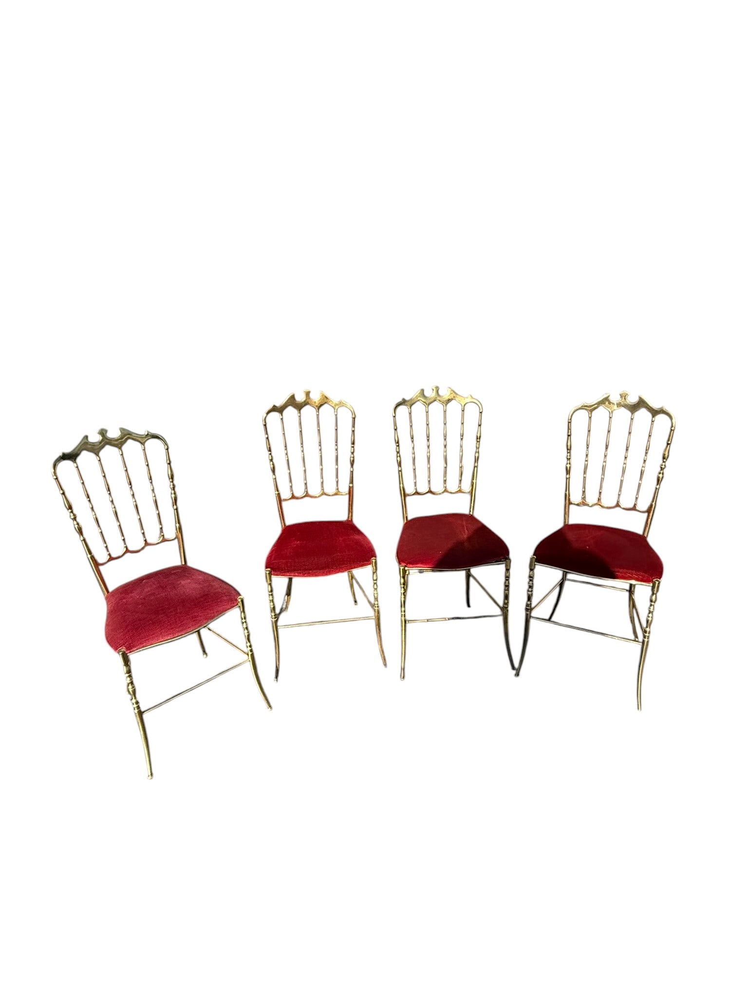 Set of 4 Vintage Italian Brass Chiavari Chairs, 1960s (1 of 15)