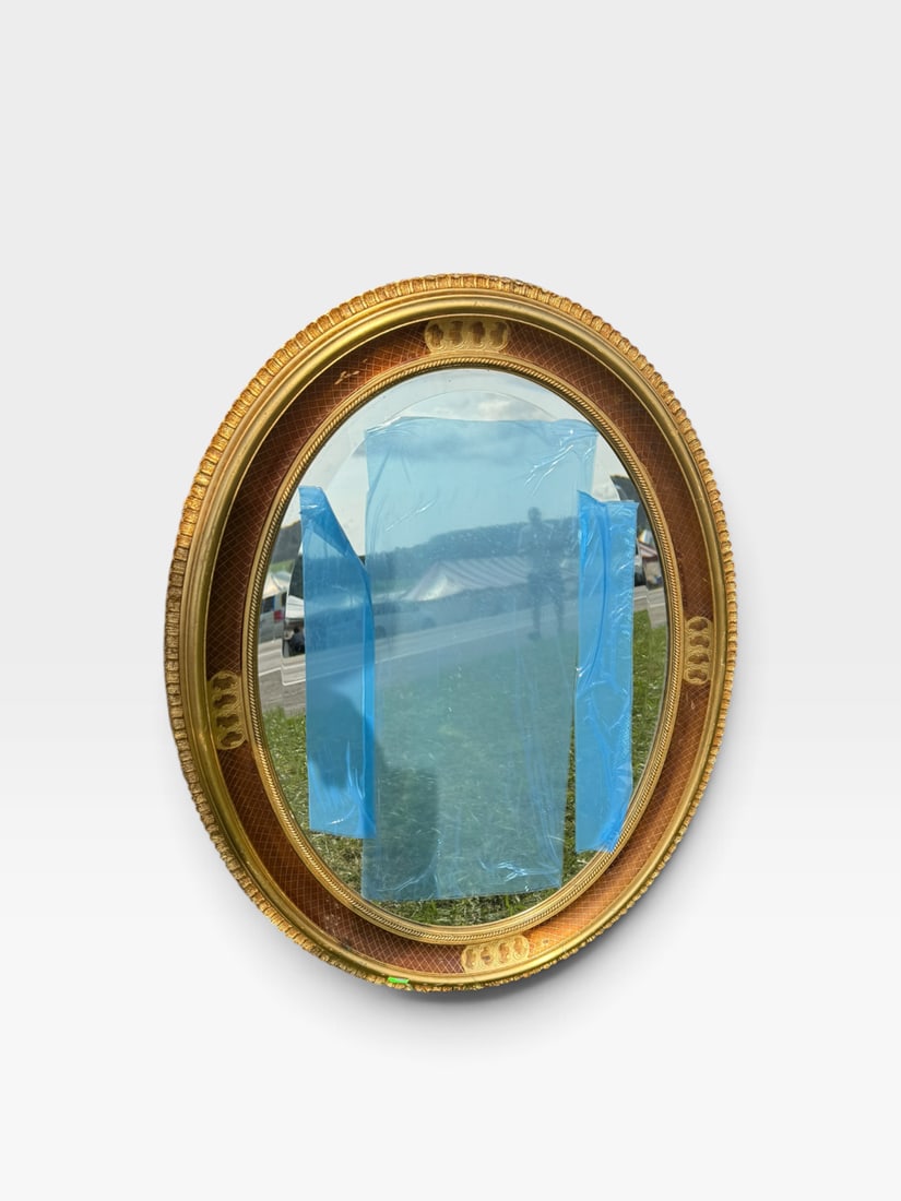 Antique European Oval Giltwood Wall Mirror Neoclassical Louis XVI Style 35" (1 of 5)