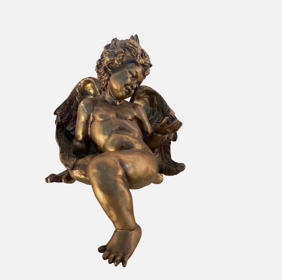 Vintage Italian Baroque Style Giltwood Cherub Angel Wall Sculpture 11? (1 of 8)