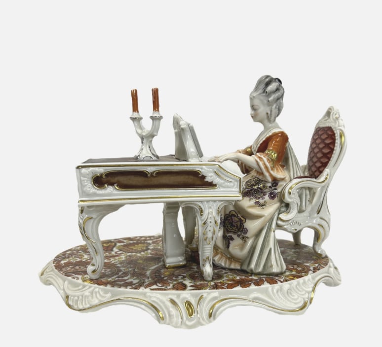 H.H. Kunst Dresden Porcelain Figurine Elegant Court Scene Women Piano Player (1 of 13)