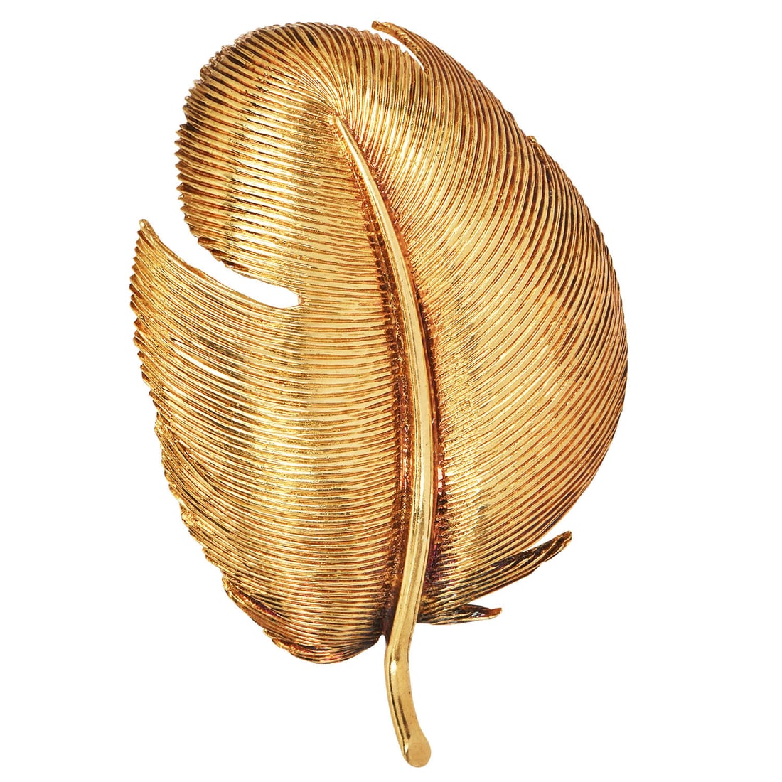 Vintage Tiffany & Co. Italian 18K Yellow Gold Detailed Curved Feather Pin (1 of 7)