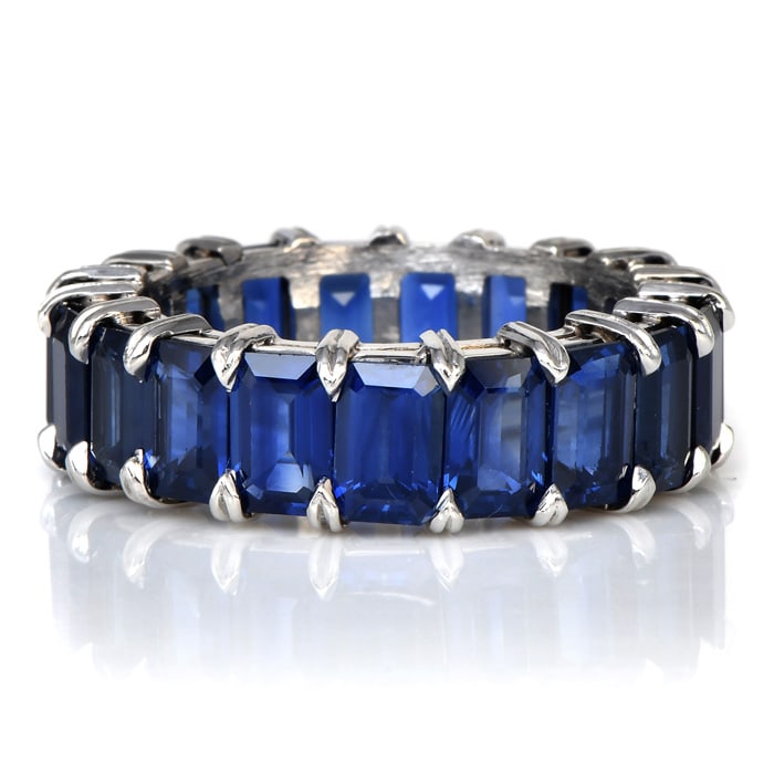 Estate 25cts Blue Sapphire Platinum Eternity Band Ring 11 Grams (1 of 5)