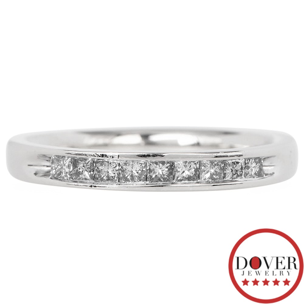 No Reserve Estate Diamond 10K White Gold Half Eternity Band Ring 2.4 Grams (1 of 5)