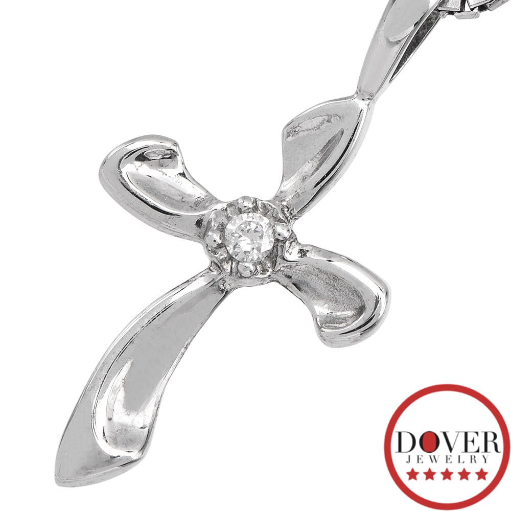 No Reserve Carla Diamond 14K Gold Wavy Cross Pendant (1 of 4)