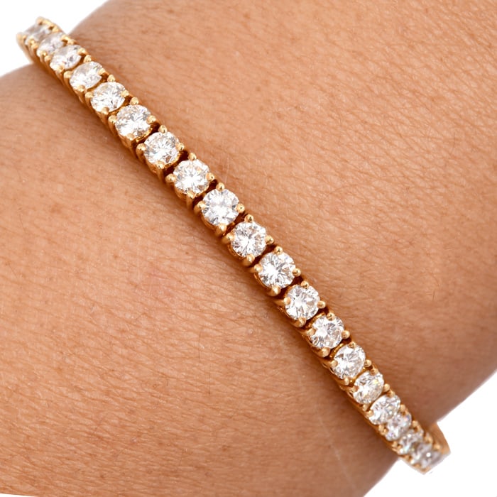 Classic 6.70cts Round Cut Diamond 18K Gold Tennis Line Bracelet 16.4 Grams (1 of 4)