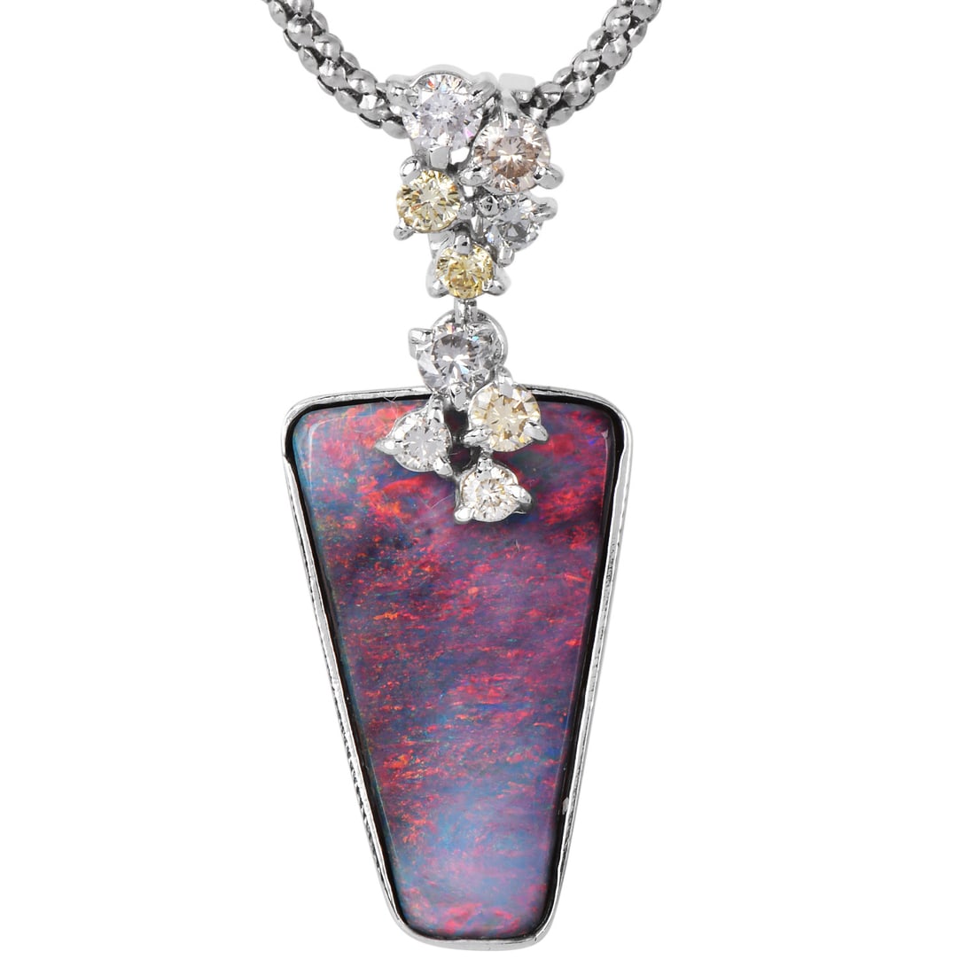Estate Diamond 8.97ct Opal Platinum 18k White Gold Pendant Necklace 10.80 Grams (1 of 4)