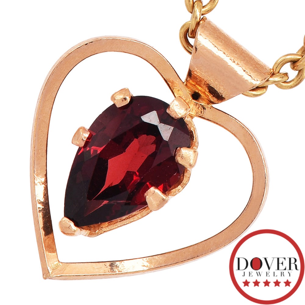 Princess Pride Creations Garnet 14K Gold Open Work Heart Pendant NR (1 of 4)