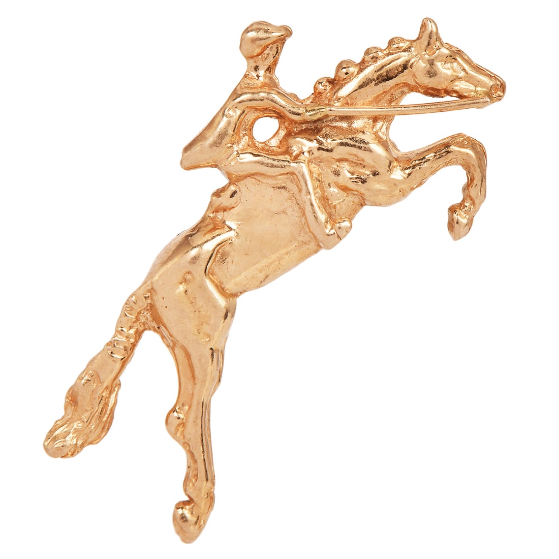 Estate 14K Yellow Gold Racing Horses Stud Earrings 4.2 Grams: Estate 14K Yellow Gold Racing Horses Stud Earrings 4.2 Grams Product Description:Great design and craftsmanship enhance these earrings. Measuring 22mm and 11mm in width, they are perfect for adding a