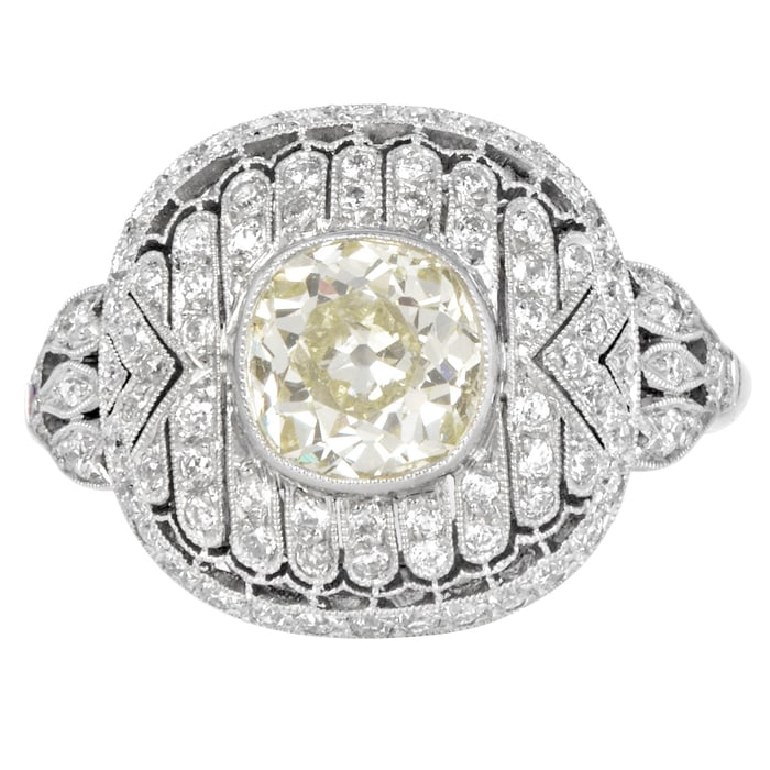 Vintage Old European Diamond 1.95carats Platinum Cocktail Engagement Ring 5.5 Grams (1 of 6)