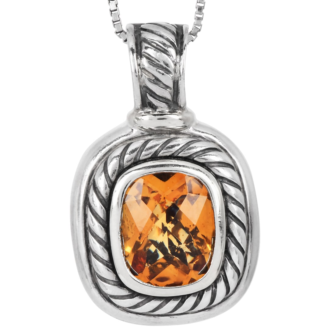 David Yurman Citrine Sterling Silver 14K Yellow Gold Cable Design Pendant 11 Grams (1 of 5)