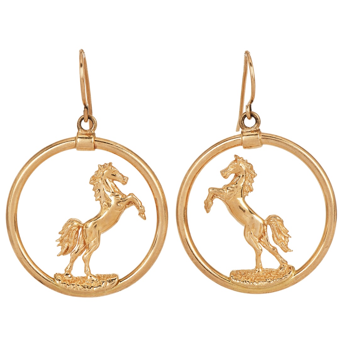 Kabana 14K Yellow Gold Dangle Earrings with Standing Horses, 8.9 Grams (1 of 4)