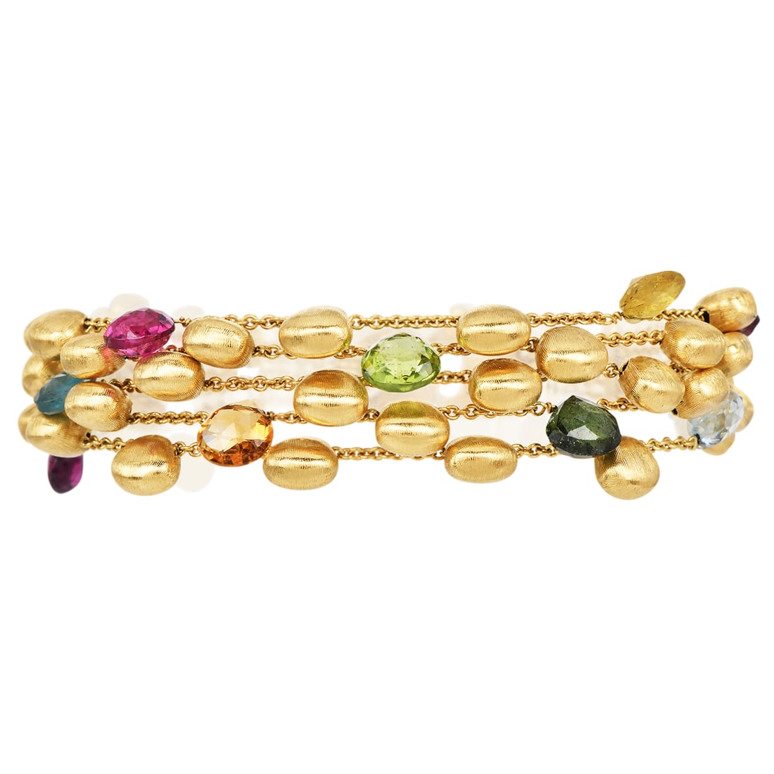 Marco Bicego Multi Gemstone 18K Gold Africa Collection 5 Strand Bracelet Retail $7400 25.8 Grams (1 of 5)