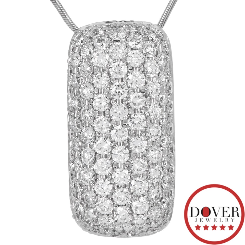 Estate 5.25cts Diamond 18K Gold 18"' Bar Slider Pendant Chain Necklace 10.3 Grams (1 of 5)