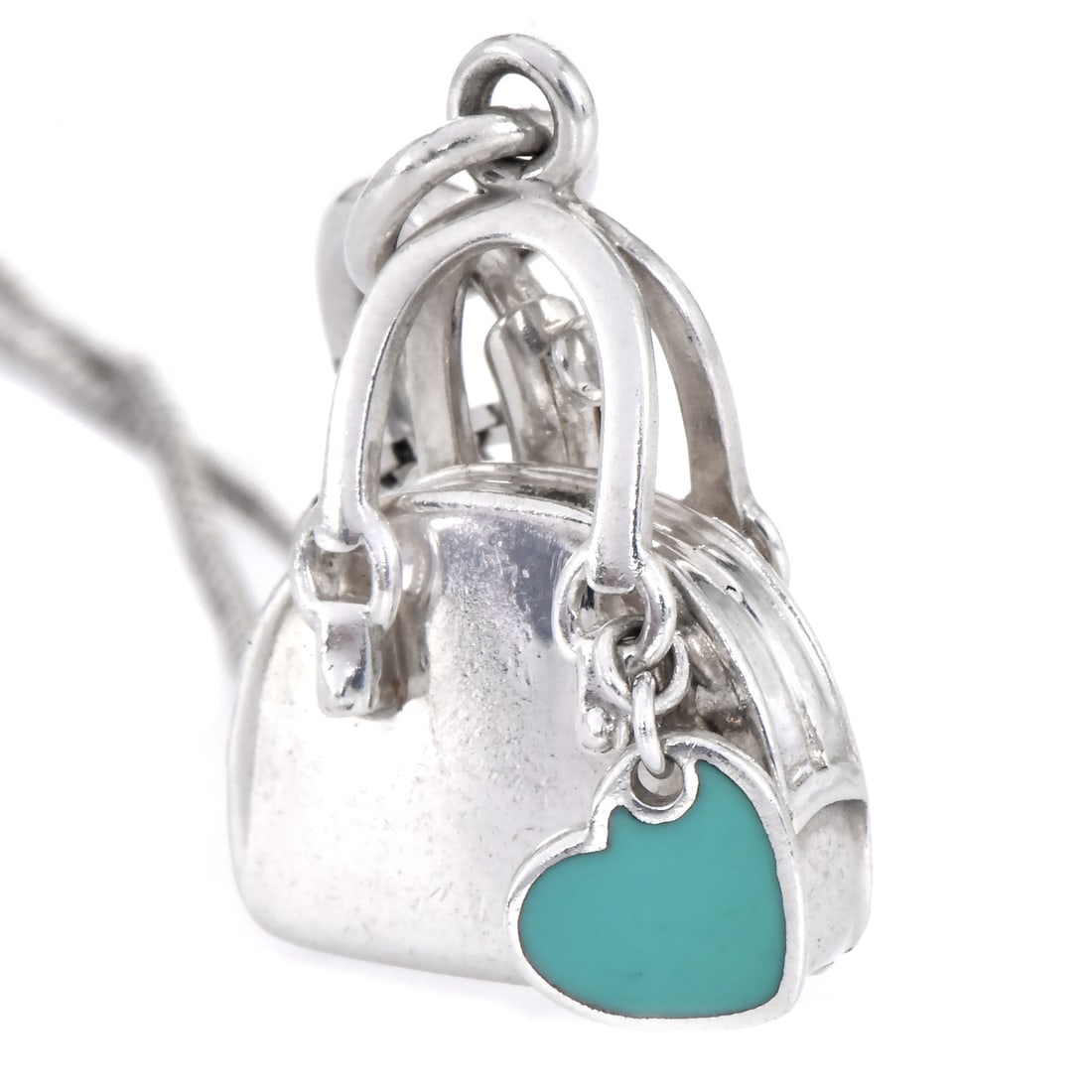 Tiffany and Co Sterling Silver Enamel Pocket Book Purse Key Chain Charm 6.6 grams (1 of 5)