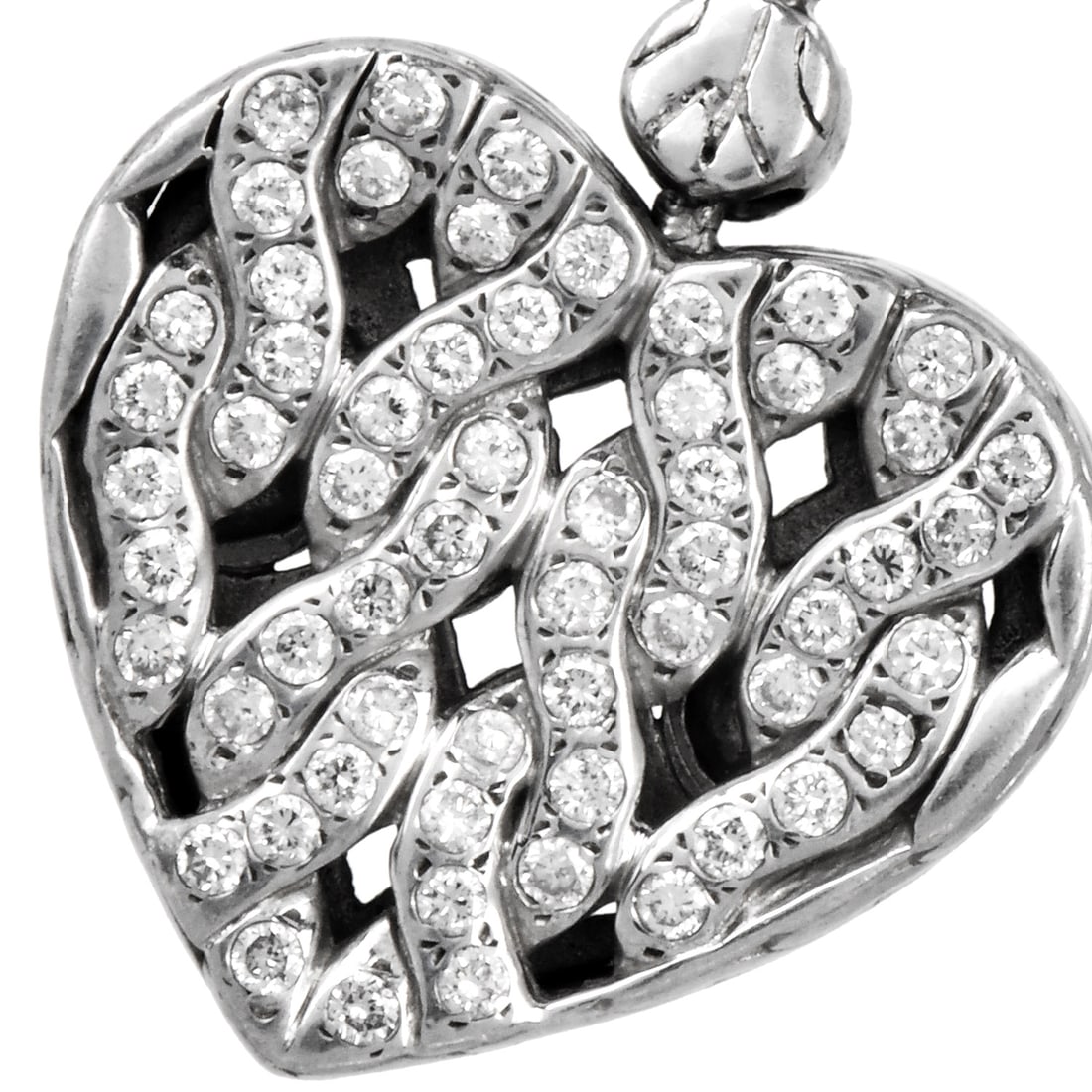 John Hardy 0.87ct Diamond Sterling Silver & 18K Yellow Gold Heart Pendant 5.1 Grams (1 of 4)