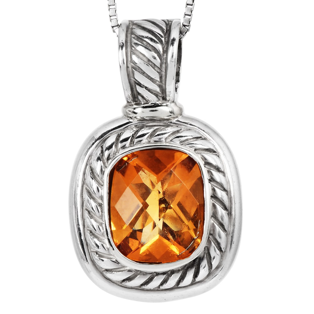 David Yurman Citrine Sterling Silver 14K Yellow Gold Cable Design Pendant 11.2 Grams (1 of 5)