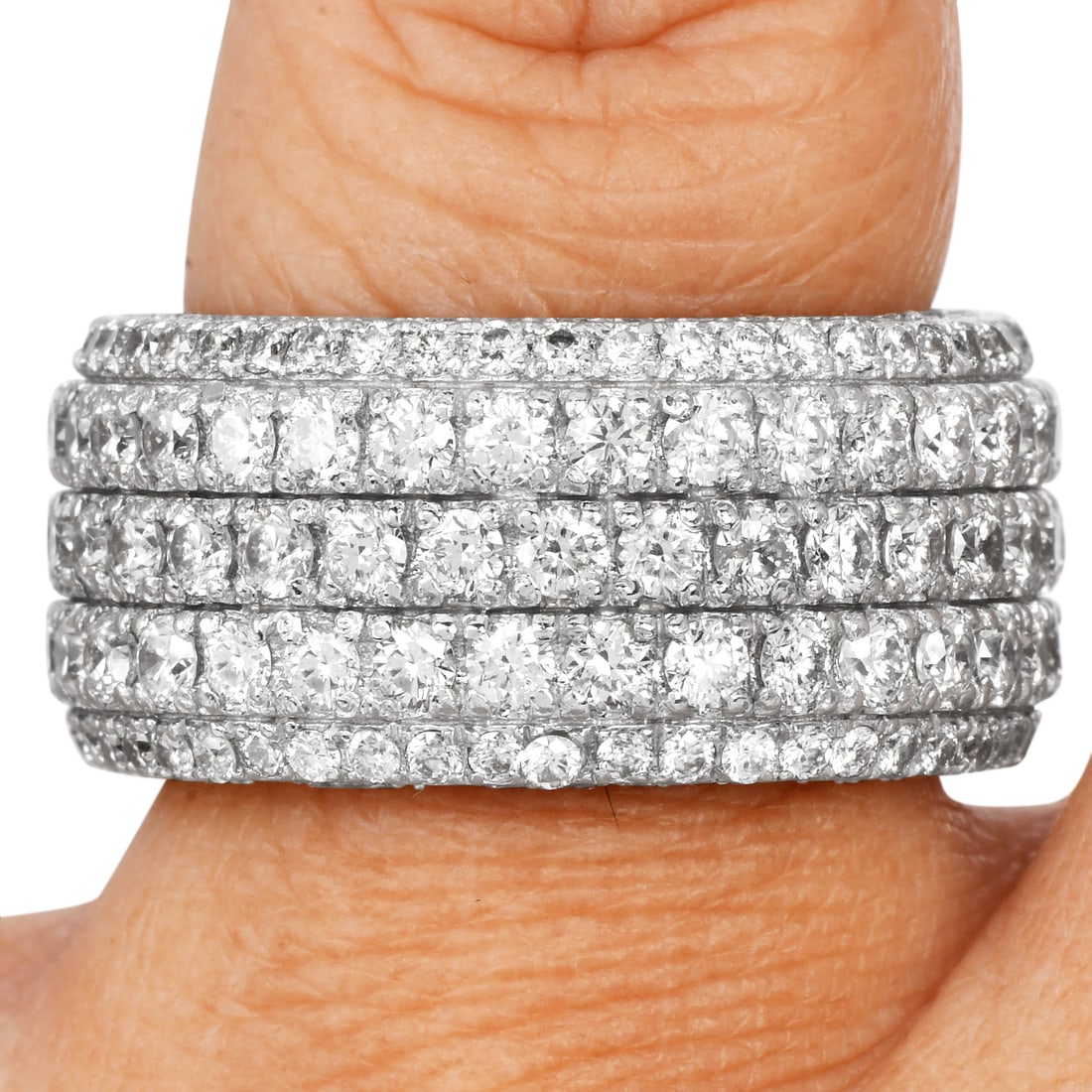 Estate 6.00ct Diamond 10K White Gold Eternity Ring 20.5 Grams (1 of 4)