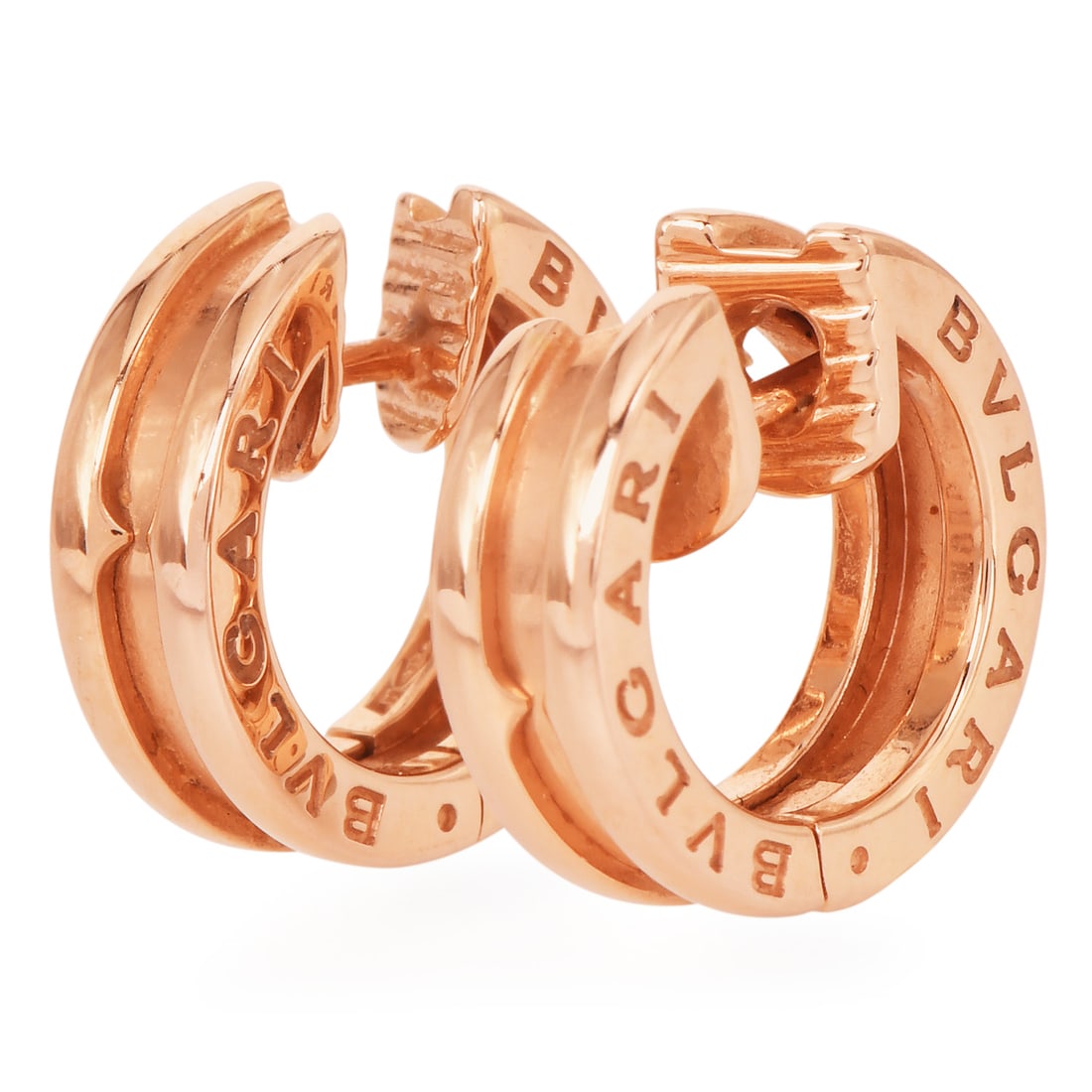 BVLGARI B.Zero1 18K Rose Gold Small Hoop Earrings 8.6 grams Retail $3200 (1 of 4)