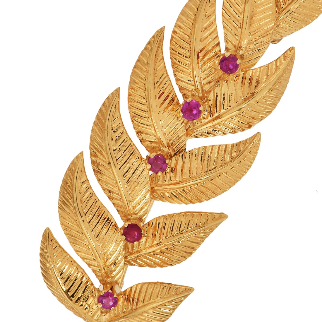 Tiffany & Co. Ruby 18K Yellow Gold Leaf Fern Pin 8.5 Grams (1 of 6)