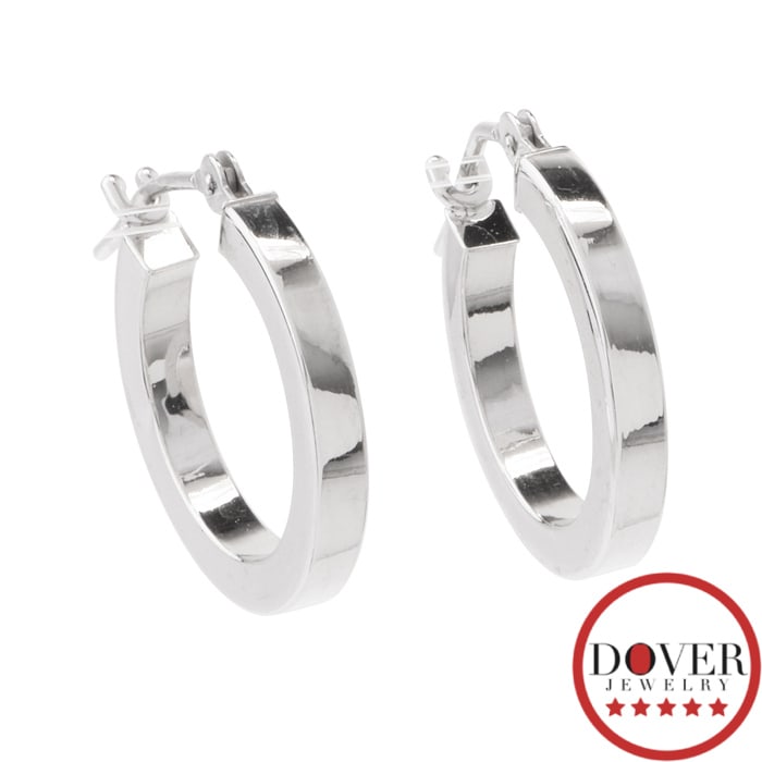 No Reserve Estate 14K White Gold Small Hoop Earrings 0.8 Grams (1 of 4)