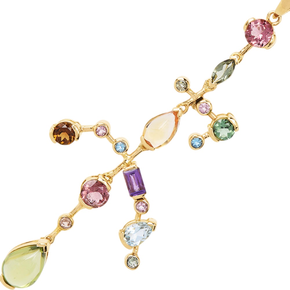 Estate 6.38cts Multi Tourmaline 14K Gold Mixed Cut Pendant Necklace 5.5 Grams (1 of 4)